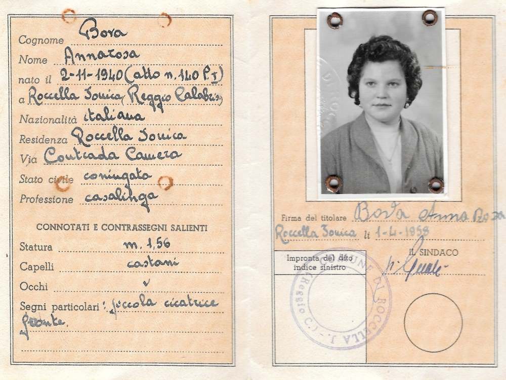 Annarosa's Italian identity card