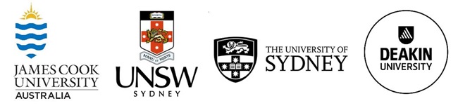 James Cook University, UNSW, USYD & Deakin University logos