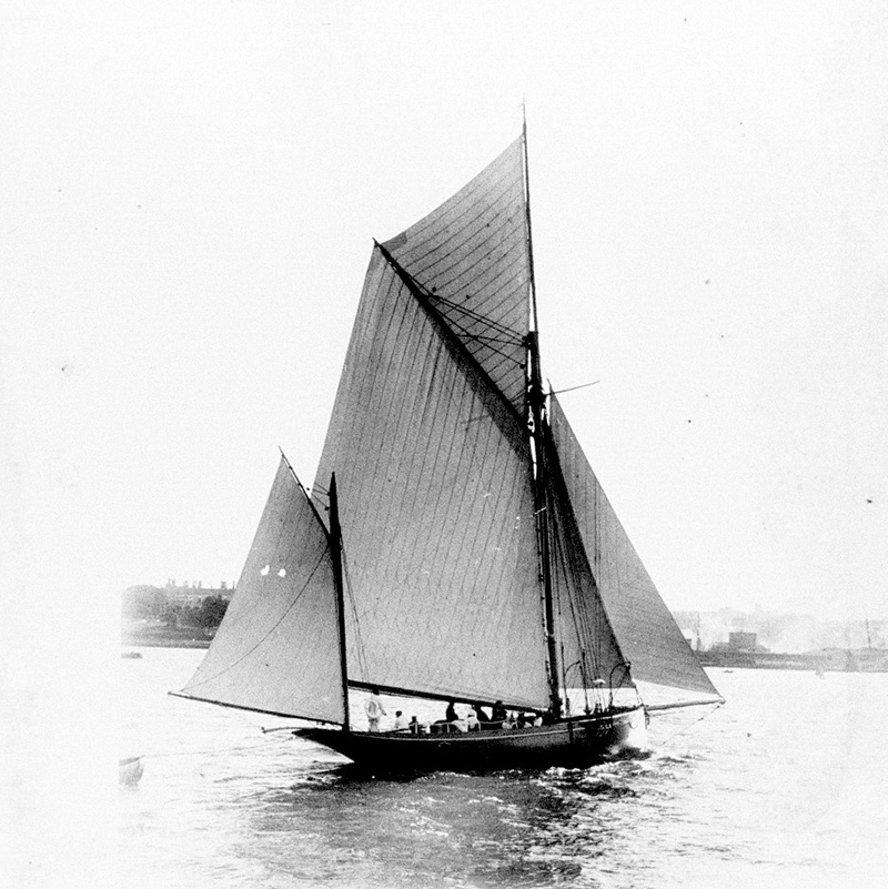 Yawl, probably ERA, off Farm Cove, Sydney Harbour. ANMM Collection 00002476. William James Hall.