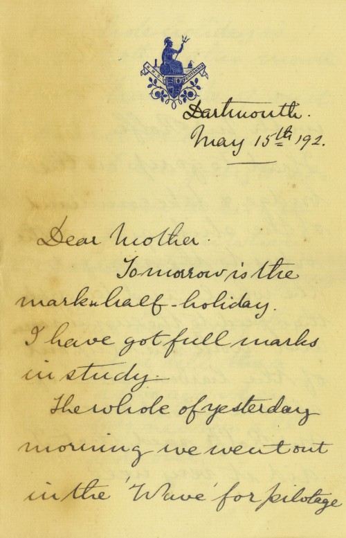 Letter from Arthur to his mother, dated 15 May, 1892. ANMM Collection, 00028323