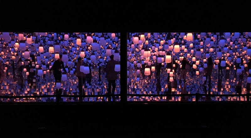 Forest of resonating lamps (by teamLab)