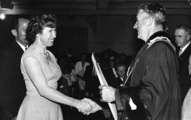 Leni at her Australian naturalisation ceremony, Adelaide, 1957. Reproduced courtesy Annette Janic.
