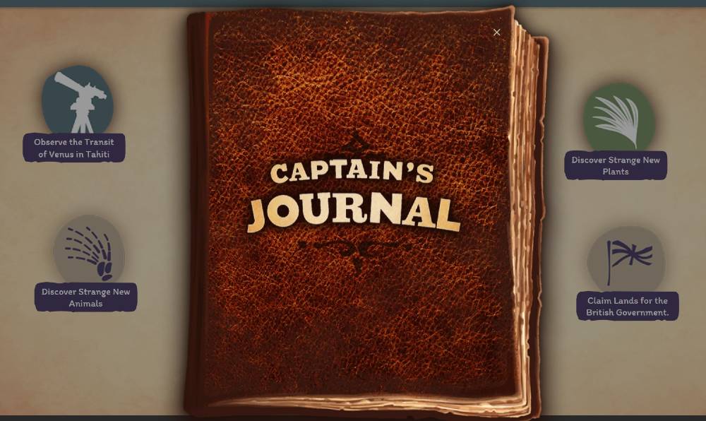 Your captain’s journal captures the details of all your successes (and failures) as you undertake your missions.