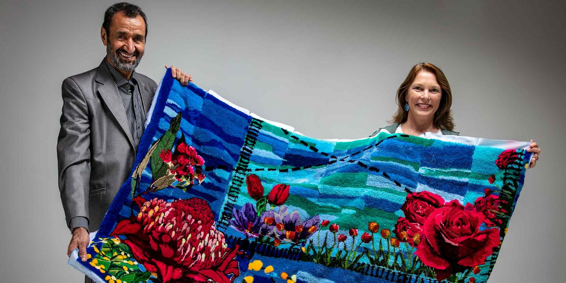 Textile artists Sayd Abdali and Jane Théau. Image:  Jane Théau