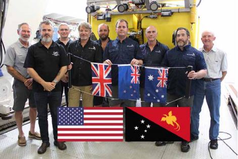 RV Petrel survey crew and expedition team in front of the ROV.