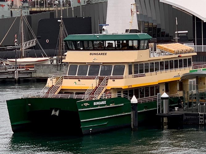 The Sydney ferry Bungaree stops at the Australian National Maritime Museum. Photo Stephen Gapps. 