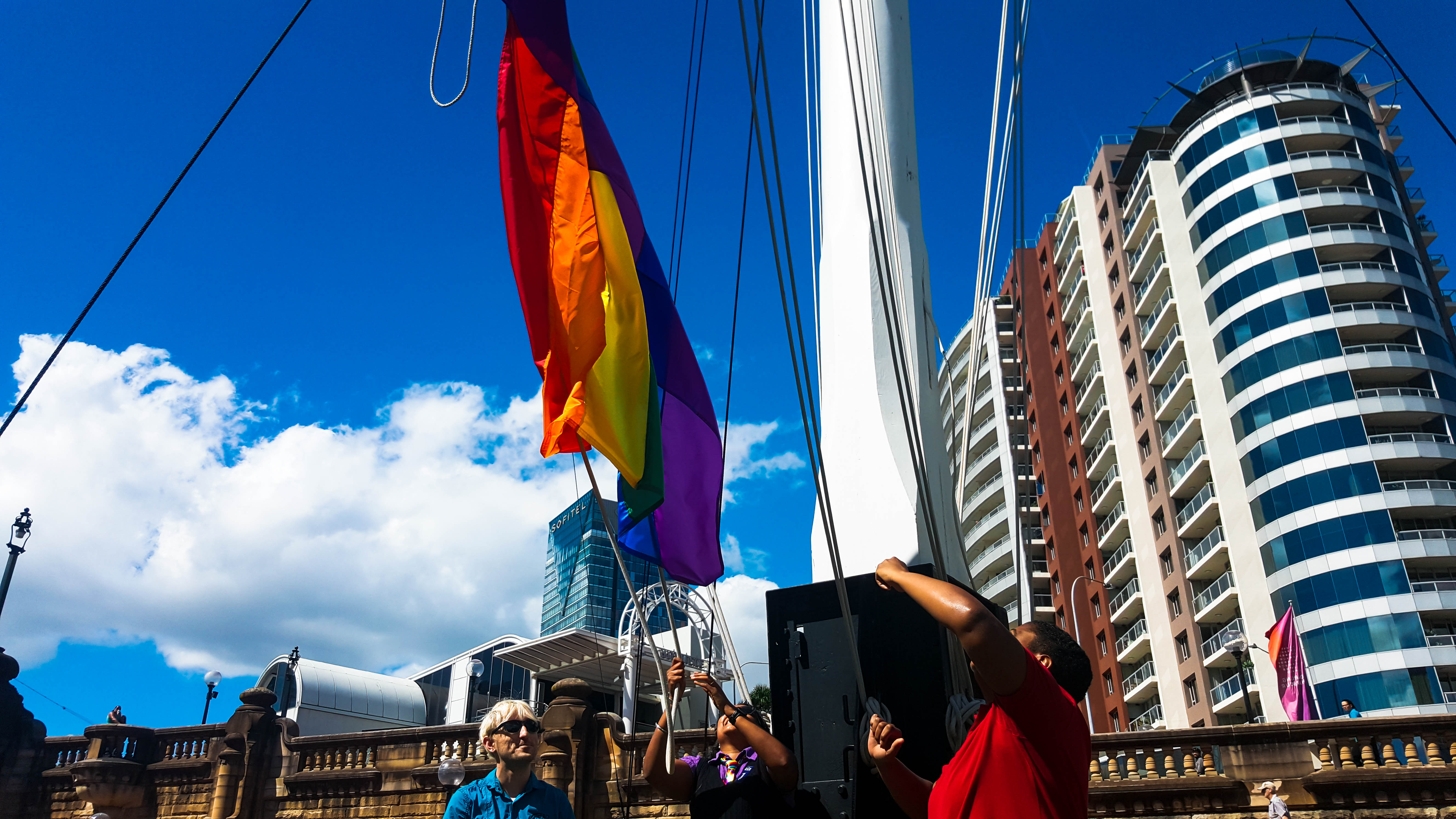 We proudly raised the rainbow flag to recognise and celebrate our commitment to telling the hidden histories of #LGBTQIA people at sea. Image: Dan Voss/ANMM.