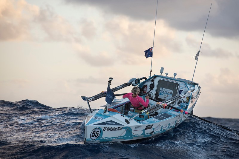 Michelle Lee in action during the Talisker Whisky Atlantic Challenge. Image courtesy of Michelle Lee