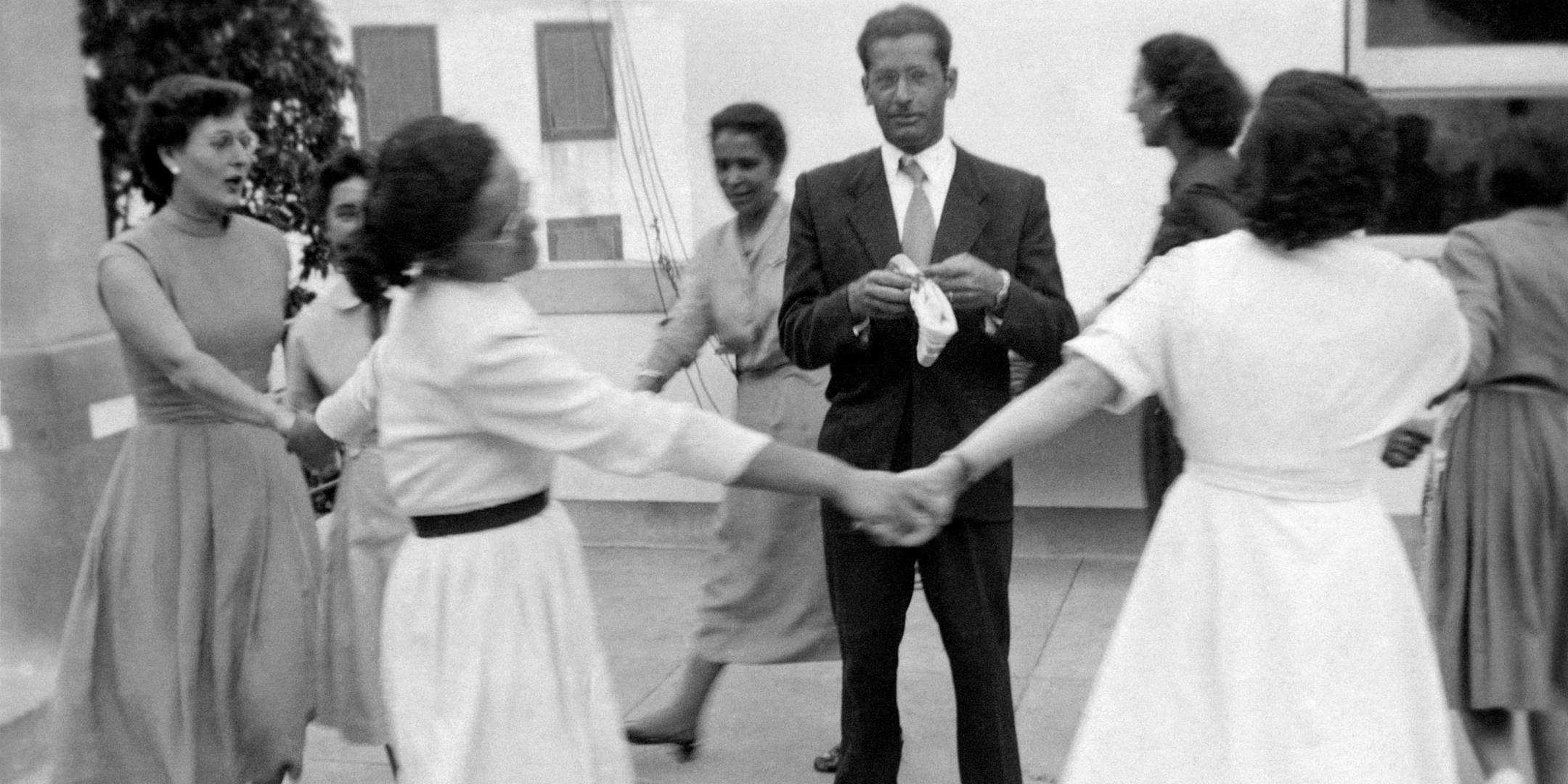 José Coelho is farewelled by his teaching colleagues in Ponta do Sol, Madeira, prior to his departure for Australia, 1956.