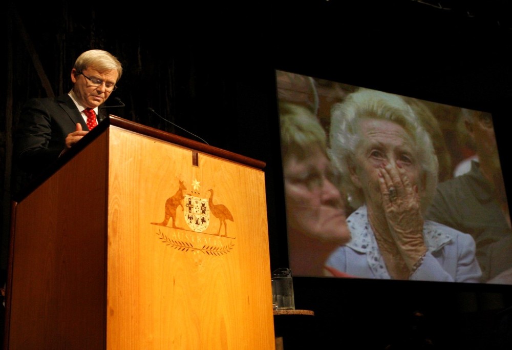 Prime Minister Kevin Rudd apologises to Forgotten Australians and former child migrants, Canberra, 16 November 2009. Courtesy Fairfax Photos