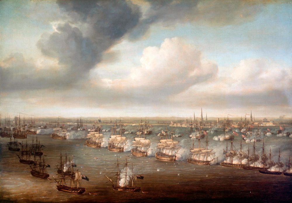 The Battle of Copenhagen, 2 April 1801 by Nicholas Pocock. Niday Picture Library / Alamy Stock Photo 