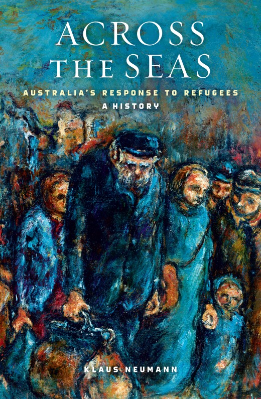 Front cover of the book Across the Seas by Klaus Neumann showing a painting of people