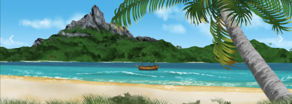 Game screen showing a animated boat in the ocean 