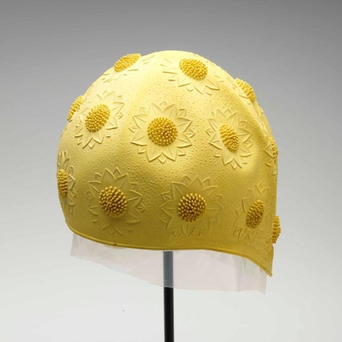 Women's yellow rubber swimming cap