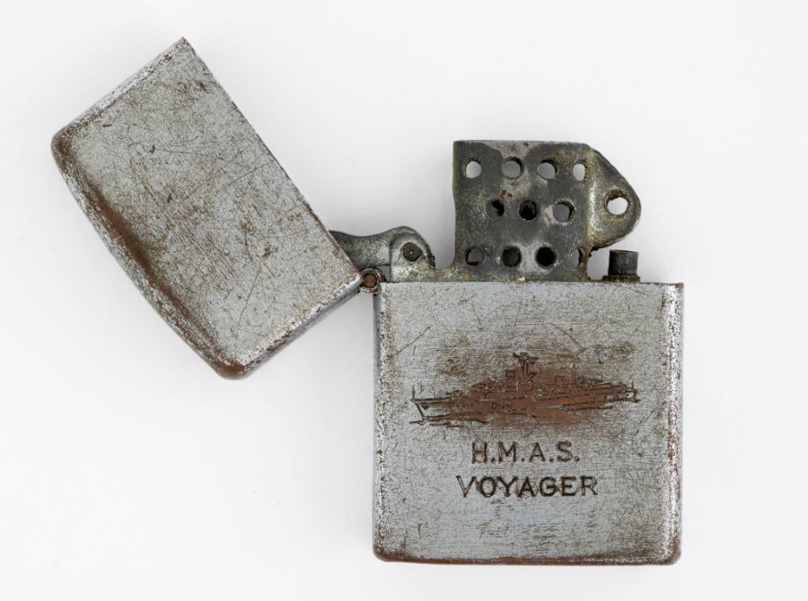 HMAS 'Voyager' cigarette lighter, ca 1964. National Maritime Collection, AX000759
