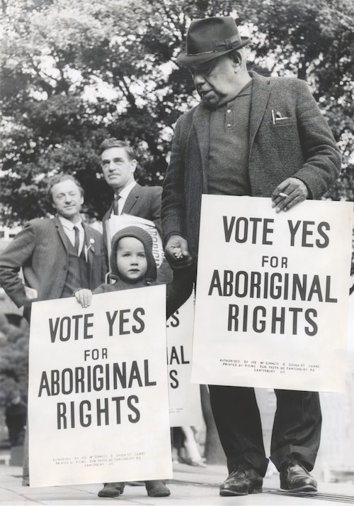 Bill Onus, President of the Victorian Aborigines’ Advancement League, at an Aboriginal rights march in Melbourne, 29 May 1967. Image Sydney Morning Herald
