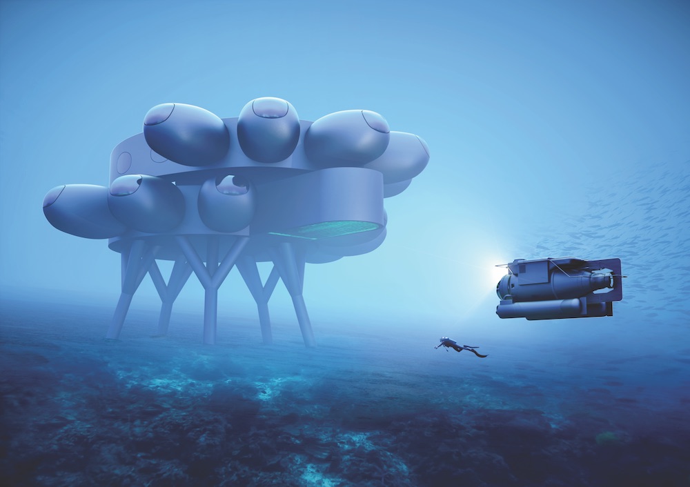 Artist's impression of Fabien Cousteau's Proteus™. Concept designs by Yves Béhar and fuseproject. All images courtesy of Fabien Cousteau Ocean Learning Center