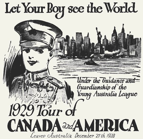 Young Australia League tour advertisement, Sydney Sun, 10 September 1928, page 6