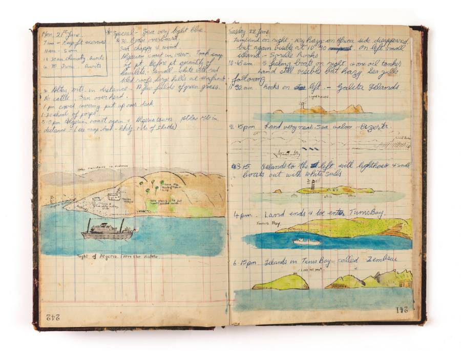Victor Wilson Jnr's journal of a sea voyage from Liverpool to Sydney on MV 'Bulolo, 1948. ANMM Collection 00055463, gift from Victor Wilson Jnr