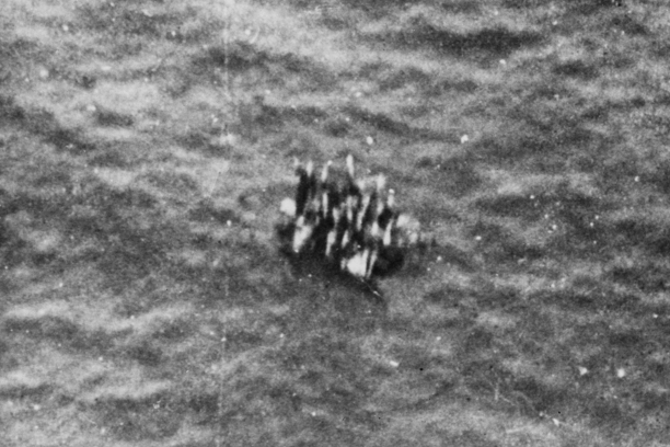 Last image of the raft survivors. Courtesy of Australian War Memorial.