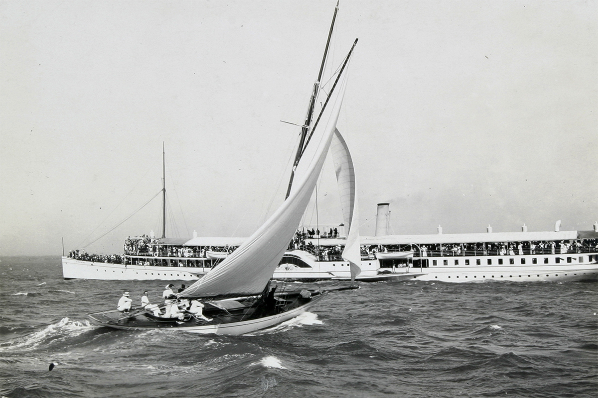 SAYONARA was built for Melbourne businessman George Garrad in 1897, to a design by William Fife III from Scotland, considered the most important naval architect of the period. HV000367.