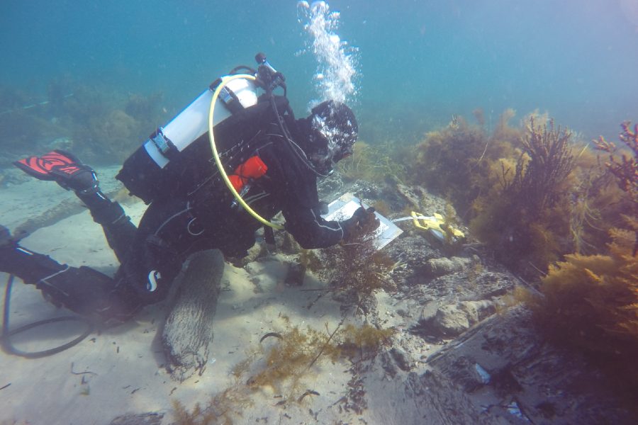 James Hunter records South Australian's hull remains. Image Kieran Hosty