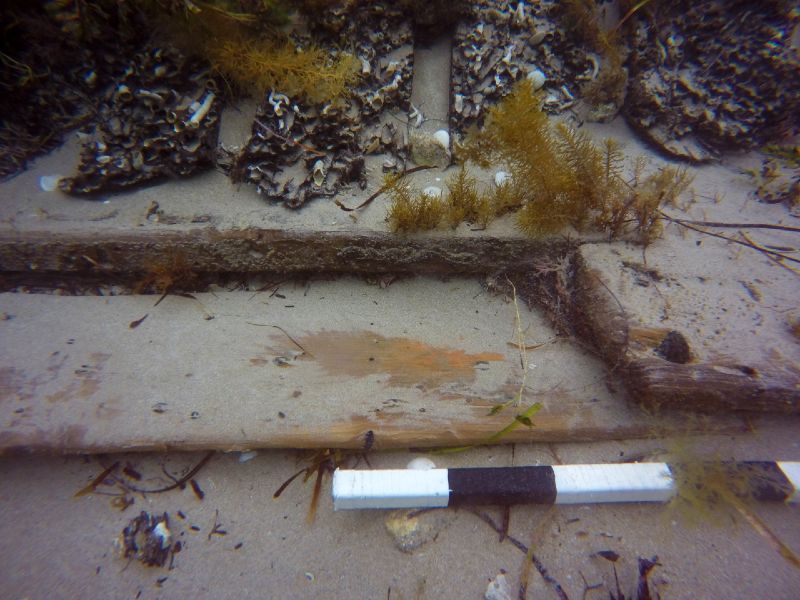 Double planking in the recently-exposed midships section was probably used to repair and reinforce South Australian's ageing exterior hull