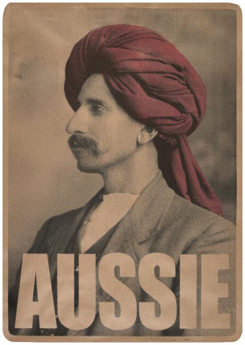 Monga Khan AUSSIE poster by Peter Drew, 2020. National Maritime Collection, reproduced courtesy the artist