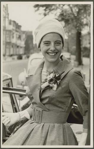 Aafke Woldring on her wedding day, 1959. Reproduced courtesy Klaas and Aafke Woldring.