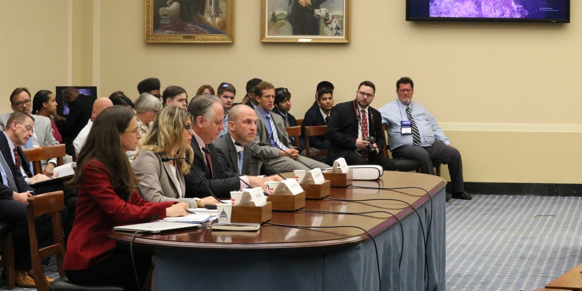 Dr Carlie Wiener (second from left) speaking at the House Committee Hearing. Image courtesy Catherine Anderson