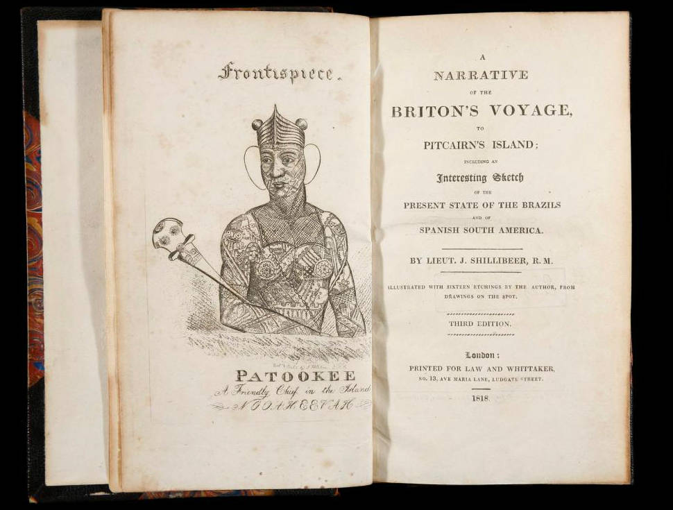 Book titled 'A narrative of the Briton's voyage, to Pitcairn's Island; including an interesting sketch of the present state of the Brazils and of Spanish South America.' ANMM Collection 000006005.