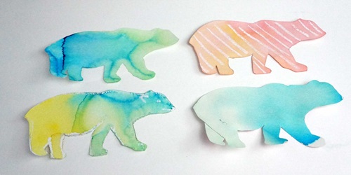 How to make ice cube polar bear paintings