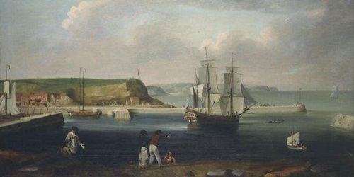 The Bark, Earl of Pembroke, later Endeavour, leaving Whitby Harbour in 1768. Thomas Luny, 1790.