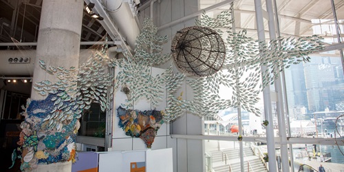 karem Ira Lamar Lu – Ghost Nets of the Ocean installed in the museum foyer