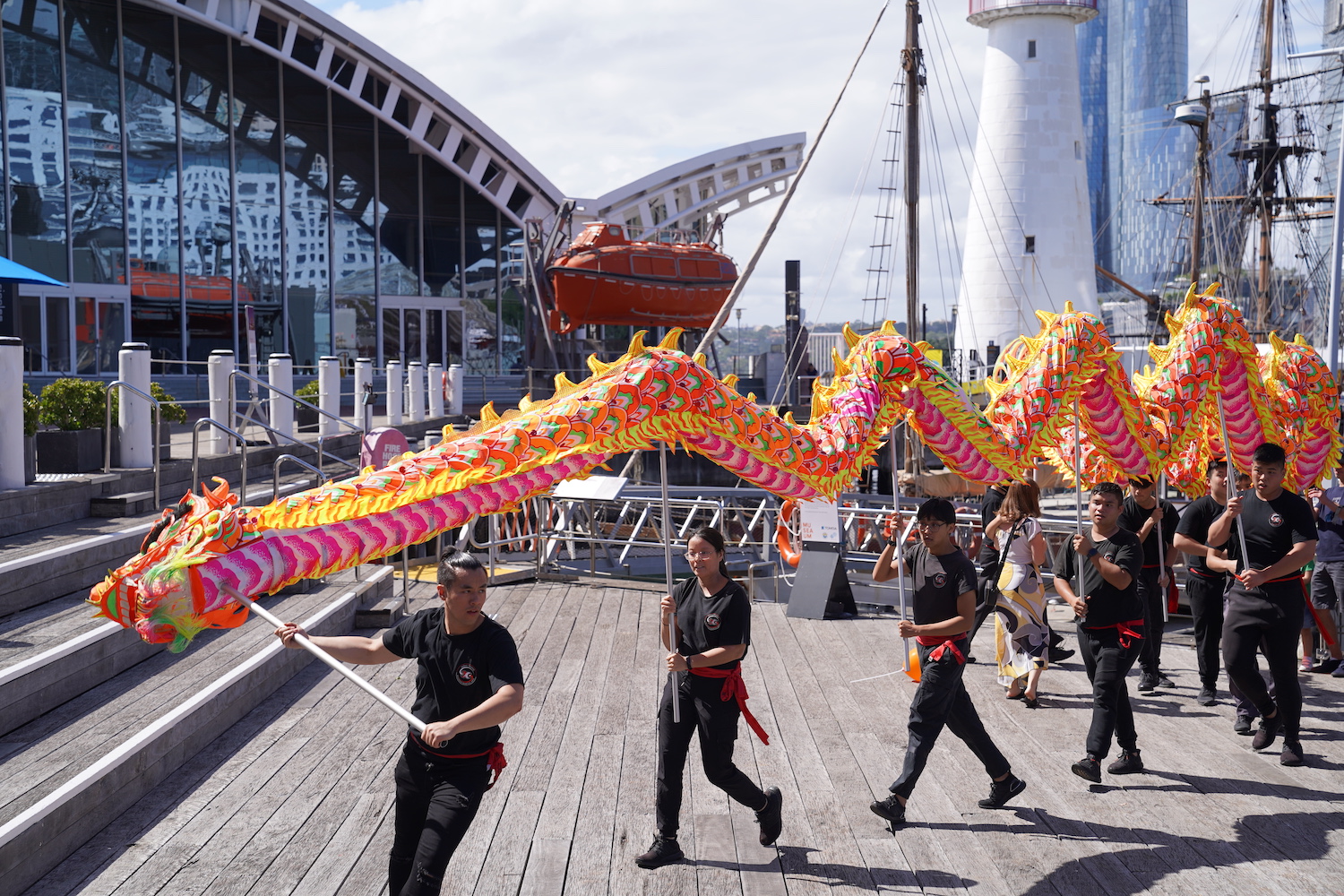 Chinese dragon dancing outside the National Maritime Museum