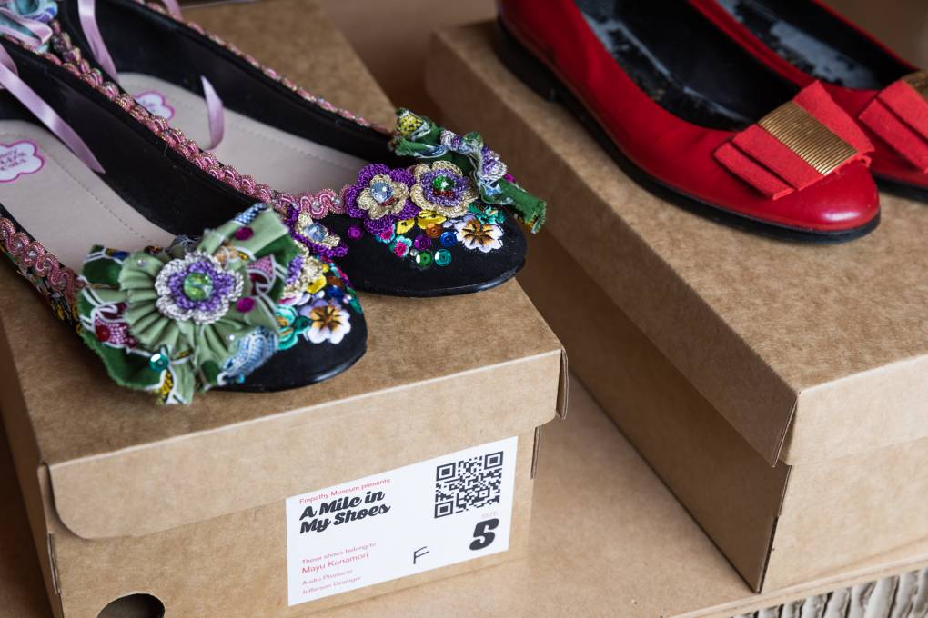 Some of the shoes featured in A Mile in My Shoes at the Australian National Maritime Museum. Image courtesy Jacquie Manning, Sydney Festival