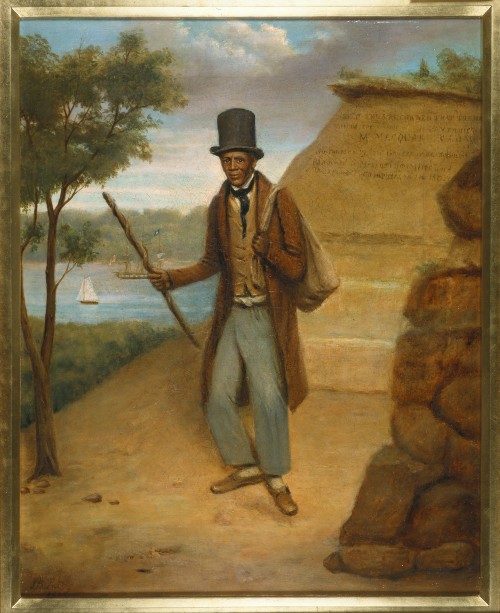 American William 'Billy' Blue arrived in Sydney in 1801 as a convict. Within a couple of years of gaining his freedom, he started a passenger transport business around Sydney Harbour. Image Billy Blue, J B East, 1834. Courtesy State Library of New South Wales