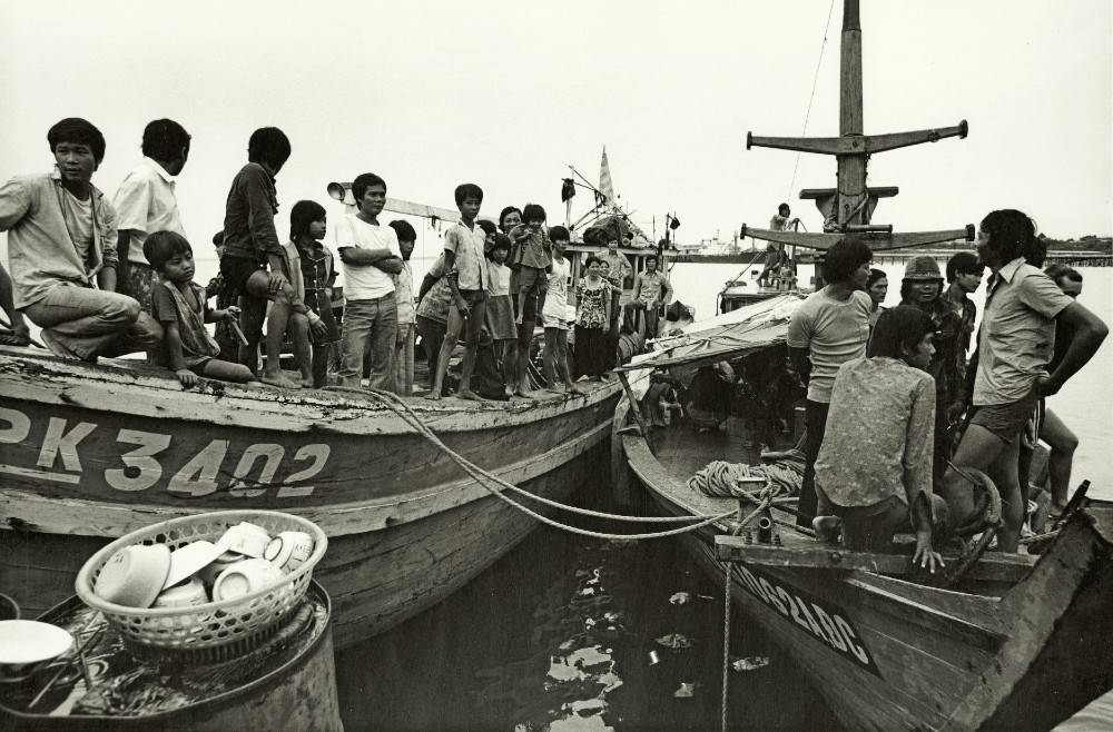 Hieu Van Le and his wife Lan were among 40 people who arrived in Australia on a flimsy fishing boat from Vietnam in 1977. The overcrowded boat meant their escape and ensured their survival. Image National Maritime Collection, reproduced courtesy Michael Jensen