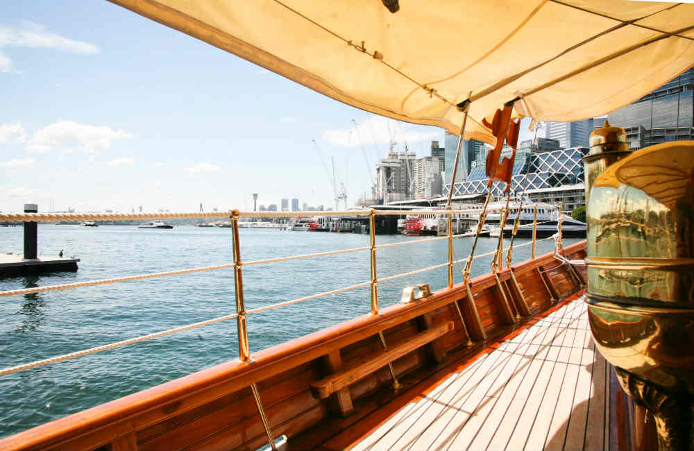 Made in 1900, Edwardian Steamer Yacht Ena features exquisite brass fixtures, polished timber and luxurious fabrics